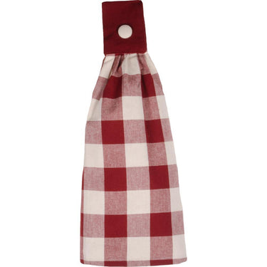 Barn Red Buttermilk Buffalo Check Tab Towel Set Of Two TT510017 - The Fox Decor